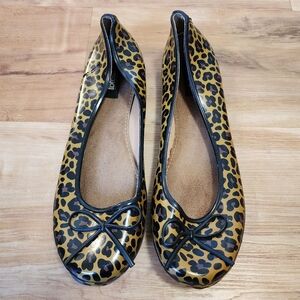 TOTES Waterproof Puddle Ballet Flats - Leopard size 10-10.5